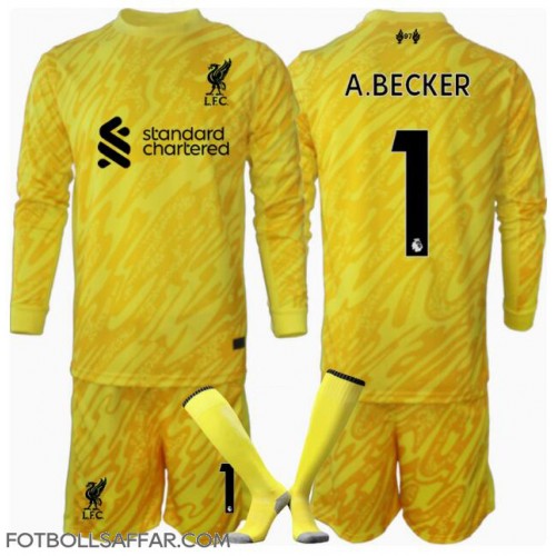 Liverpool Alisson Becker #1 Målvakt Tredje Dräkt Barn 2024-25 Långärmad (+ Korta byxor)